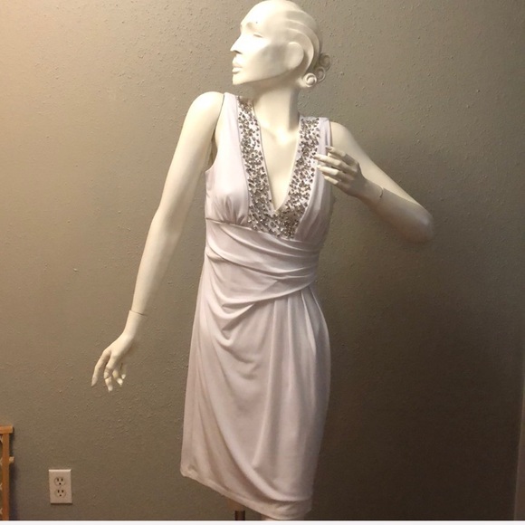 Calvin Klein Dresses & Skirts - Calvin Klein White Studded V Neck Cocktail Dress 6